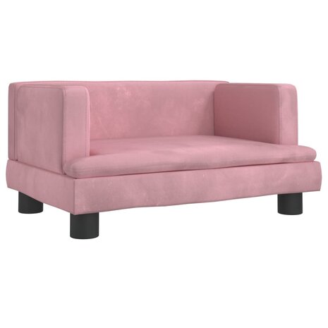 Kinderbank 60x40x30 cm fluweel roze 2