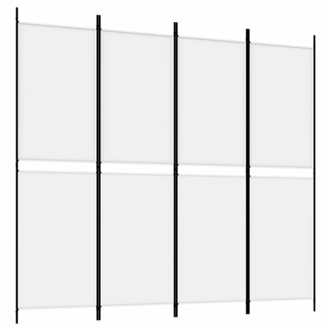 Kamerscherm met 4 panelen 200x180 cm stof wit 2