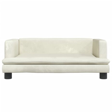 Kinderbank 80x45x30 cm fluweel crèmekleurig 3