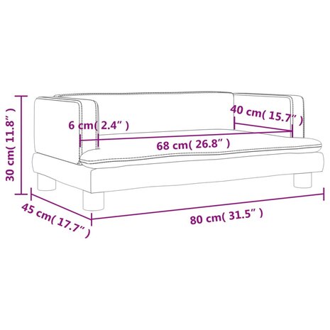 Kinderbank 80x45x30 cm fluweel crèmekleurig 7