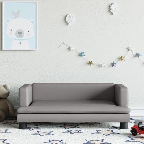 Kinderbank 80x45x30 cm kunstleer grijs 1