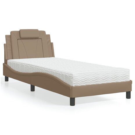 Bed met matras kunstleer cappuccinokleurig 80x200 cm 1