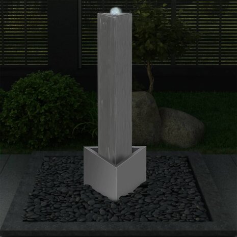 Tuinfontein 37,7x32,6x110 cm roestvrij staal zilverkleurig 9