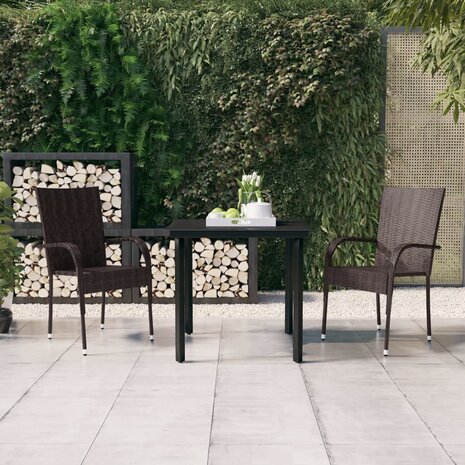 3-delige Tuinset bruin en zwart 1