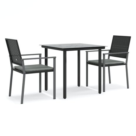 3-delige Tuinset met kussens poly rattan en staal 2