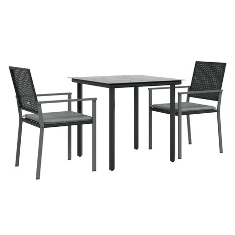 3-delige Tuinset met kussens poly rattan en staal 3