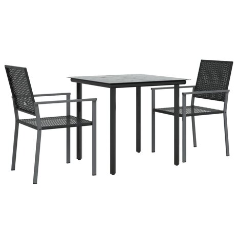 3-delige Tuinset met kussens poly rattan en staal 3