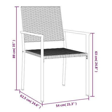 3-delige Tuinset met kussens poly rattan en staal 9