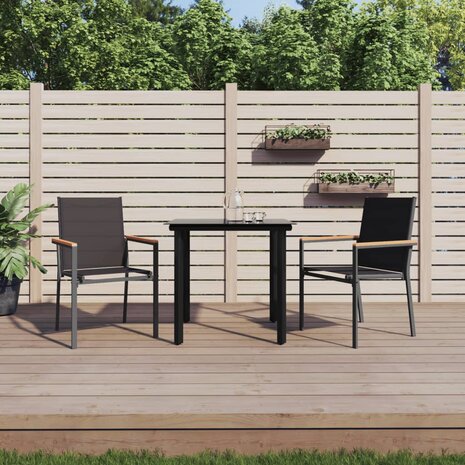 3-delige Tuinset textileen en staal zwart 1