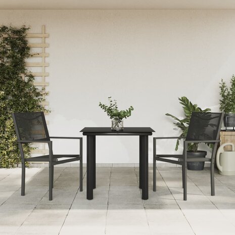 3-delige Tuinset textileen en staal zwart 1