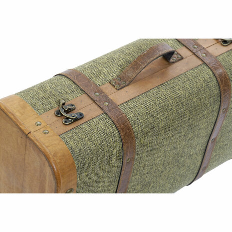 Kofferset Home ESPRIT Groen Hout Canvas Tropisch 60 x 24 x 38 cm 3
