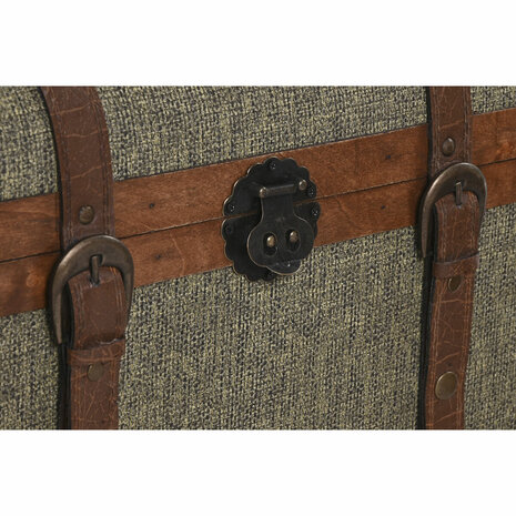 Kofferset Home ESPRIT Groen Multicolour Hout Canvas Tropisch 60 x 43,5 x 42 cm (3 Stuks) 4