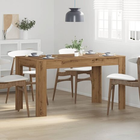 Eettafel 140x74,5x76 cm bewerkt hout artisanaal eikenkleurig 3