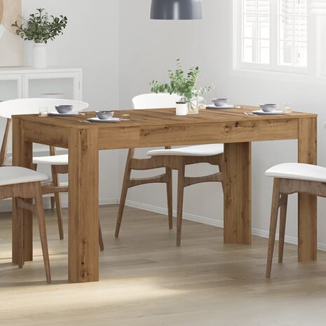 Eettafel 140x74,5x76 cm bewerkt hout artisanaal eikenkleurig 4