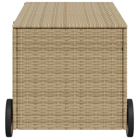 Tuinbox met wielen 190 L poly rattan gemengd beige 5