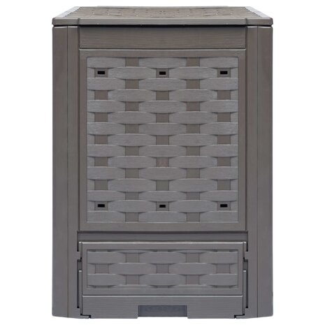 Compostbak 300 L 60x60x83 cm kunststof rattan bruin 2