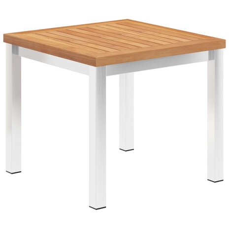 Tuinbijzettafel 45x45x38 cm massief teakhout en roestvrij staal 1