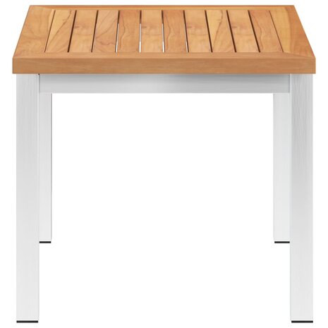 Tuinbijzettafel 45x45x38 cm massief teakhout en roestvrij staal 2