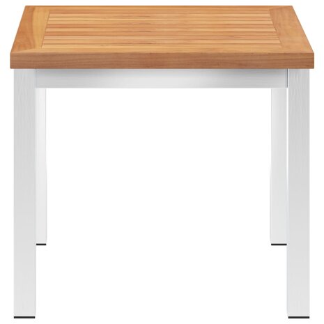 Tuinbijzettafel 45x45x38 cm massief teakhout en roestvrij staal 3