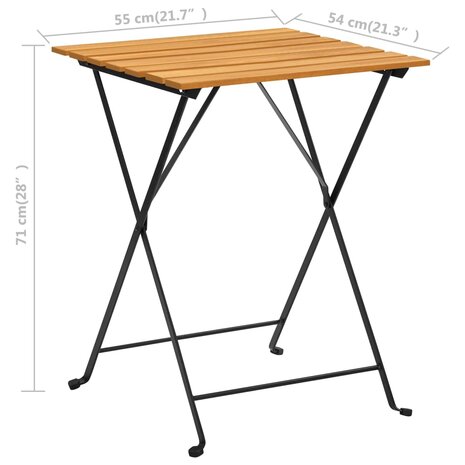 Bistrotafel 55x54x71 cm massief acaciahout 8