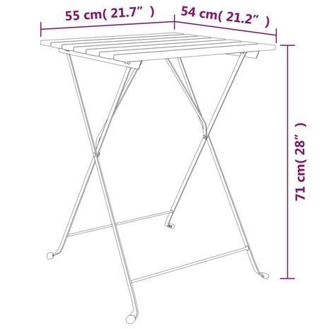 Bistrotafel inklapbaar 55x54x71 cm massief teakhout en staal 7