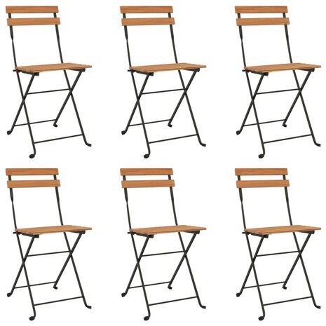 Bistrostoelen 6 st inklapbaar massief teakhout en staal 2