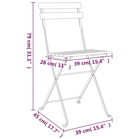 Bistrostoelen 6 st inklapbaar massief teakhout en staal 9