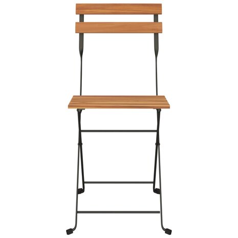 Bistrostoelen 8 st inklapbaar massief teakhout en staal 4