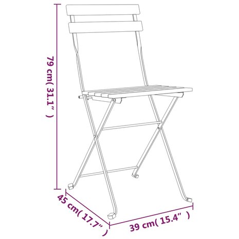Bistrostoelen 4 st inklapbaar massief teakhout en staal 9