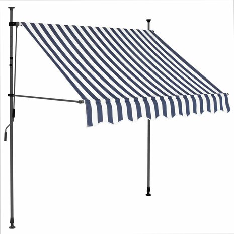 Luifel handmatig uitschuifbaar met LED 100 cm blauw en wit 2