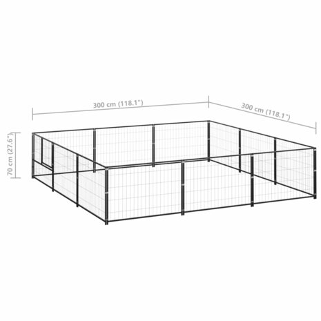 Hondenkennel 9 m² staal zwart 6
