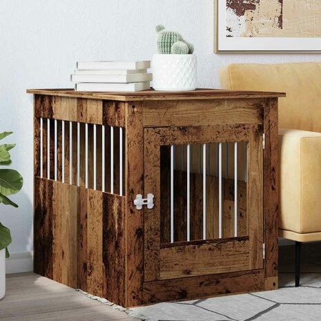 Hondenbench 64,5x80x71 cm bewerkt hout oud houtkleurig 3