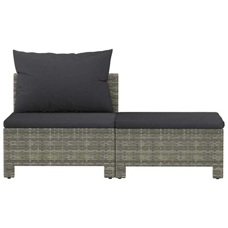 2-delige Loungeset met kussens poly rattan grijs 4