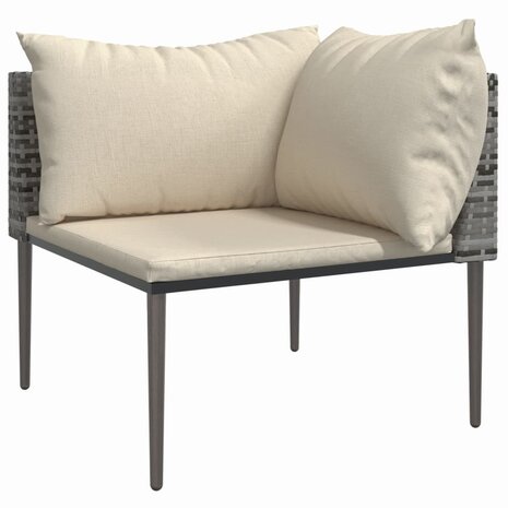 3-delige Loungeset met kussens poly rattan grijs 4