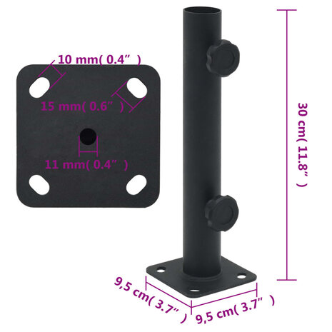 Parasolvoet voor Ø32/34/38 mm stok staal matzwart 6