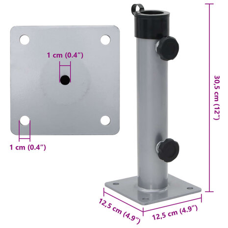 Parasolvoet voor Ø38/48 mm stok staal zilverkleurig 7
