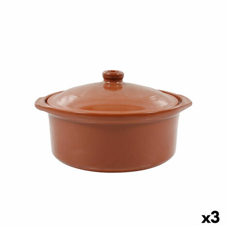 Sauspan Azofra Aardewerk 24,5 x 23 x 16,7 cm Met deksel (3 Stuks) 1
