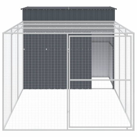 Hondenhok met ren 214x457x181 cm gegalvaniseerd staal antraciet 3