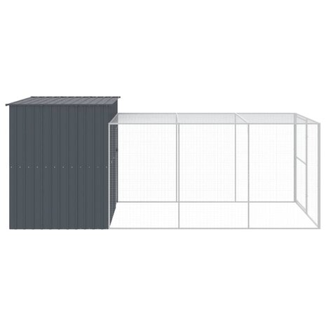Hondenhok met ren 214x457x181 cm gegalvaniseerd staal antraciet 4