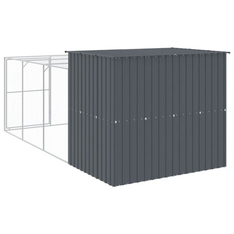 Hondenhok met ren 214x457x181 cm gegalvaniseerd staal antraciet 5