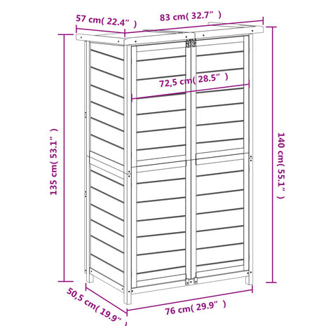 Tuinschuur 83x57x140 cm massief grenenhout mokkakleurig 8