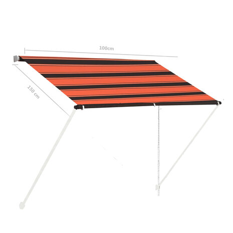 Luifel uittrekbaar 100x150 cm oranje en bruin 7