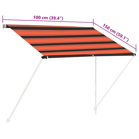 Luifel uittrekbaar 100x150 cm oranje en bruin 8