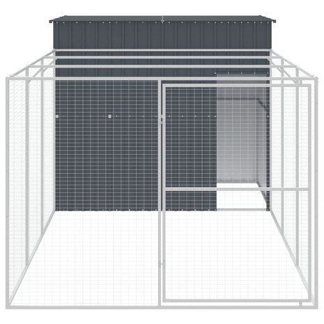Hondenhok met ren 214x457x181 cm gegalvaniseerd staal antraciet 3