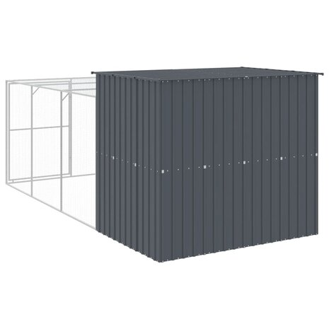 Hondenhok met ren 214x457x181 cm gegalvaniseerd staal antraciet 5