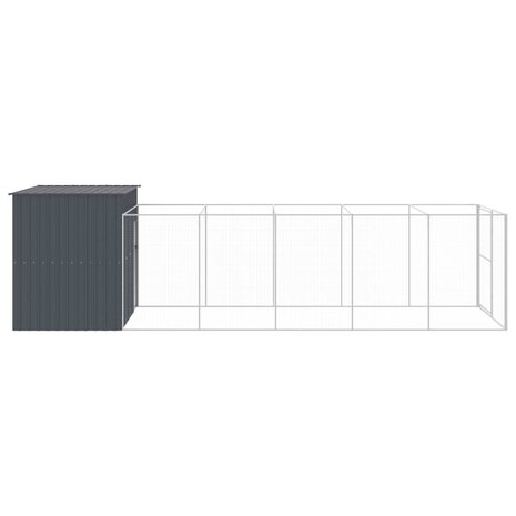 Hondenhok met ren 214x661x181 cm gegalvaniseerd staal antraciet 4