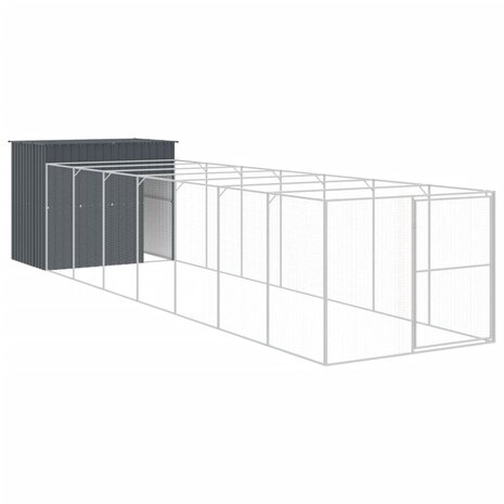 Hondenhok met ren 214x865x181 cm gegalvaniseerd staal antraciet 2