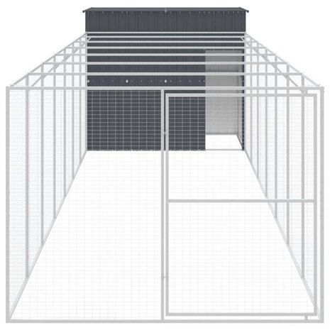 Hondenhok met ren 214x865x181 cm gegalvaniseerd staal antraciet 3