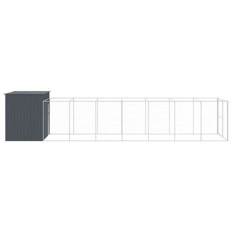 Hondenhok met ren 214x865x181 cm gegalvaniseerd staal antraciet 4