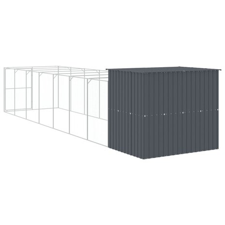 Hondenhok met ren 214x865x181 cm gegalvaniseerd staal antraciet 5